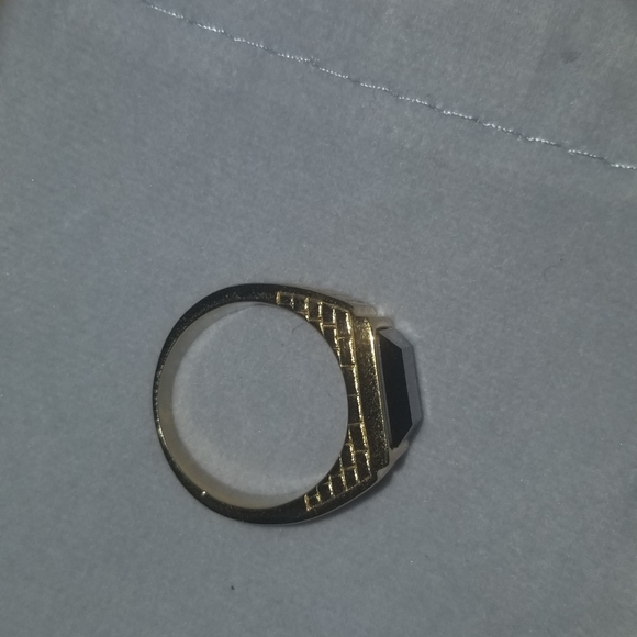 Gold Plated Black stone Men Ring - Picture 3 of 7